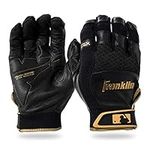 Franklin Sports Adult MLB Shok-Sorb X Batting Gloves, Adult Large, Pair, Black/Gold