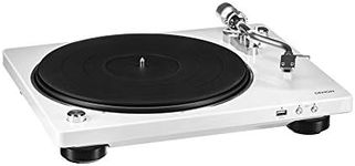 Denon DP-450USB Semi-Automatic Analog Turntable, USB Output for Recording, Speed Auto Sensor, Specially Designed Curved Tonearm, 33 1/3, 45, 78 RPM (Vintage) Speeds, Superior Audio, White