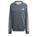 adidas Men's Essentials Fleece 3-Stripes Sweatshirt, Dark Grey Heather, L