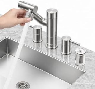 Frizzlife MF1080-X 8-Inch Widespread Bathroom Sink Faucet with Built-In Carbon Block Water Filter, NSF/ANSI 372 Certified, 3-Hole Kitchen Sink Faucet, 1080° Rotating, Stream/Spray, 304 Stainless Steel