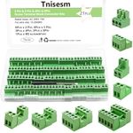 Tnisesm 21Pcs Screw Terminal Block Connector K 5.08mm Pitch Pluggable (2Pin 3Pin 4Pin 5Pin) 300V 15A for 28-12AWG Cable