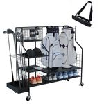 KIBO Golf Organiser - Golf Storage Rack, Black with Wheels - Golf Club and Bag Storage - Garage Display for Golf Accessories, Including Golf Club Carry Bag