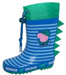 Peppa Pig Boys George Pig Tie Top Wellington Boots Kids Dino Wellingtons Wellies Rain Boots Green 6 UK Child/EU 23