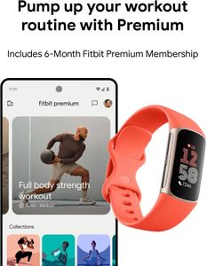 Fitbit Charge 6 Fitness Tracker – Gold with Red Band