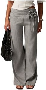 GORGLITTER Women's Low Rise Trousers Dress Pants Dressy High Waisted Striped Casual Slacks Business Work Office Trousers Khaki Small