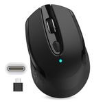 RaceGT Type C Wireless Computer Mouse, USB C Mouse 2.4G Silent Cordless Mouse for Laptop, with 6 Buttons and 3 Adjustable DPI for Laptop, Deskbtop, MacBook, PC