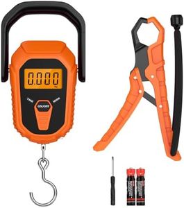 ORIA Digital Fish Scale with Lip Gripper, 110lb/50kg Hanging Scale, Floating Waterproof Fish Scale, Portable Luggage Scale with 38'' Built-in Tape Measure, LCD Backlit, Batteries, for Indoor, Outdoor