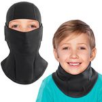 DAFIFO Kids Balaclava Ski Mask, Winter Full Face Balaclava Windproof Neck Warmer for Boys Girls School Riding Sports (Black)