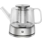 Zwilling 39500-142 Sorrento Tea and Coffee Pot – 800ml Capacity, Made from Heat-Resistant Blown Glass, Narrow-Meshed Tea Strainer, 18/10 Stainless-Steel Lid and Tealight Warmer, Dishwasher Safe