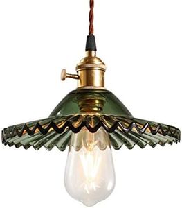 Chrasy E27 Industrial Vintage Pendant Light Retro Glass Pendant Lamp Shade for E27 Bulb Industrial Ceiling Light Pendant Lights for Dining Room, Living Room, Restaurant (Green)