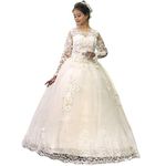 GOWNLINK Women Full Stitched With Layers Christian Catholic Wedding White Ball Gown Wedding Dress In White Frock Long Sleeves (Glgf038) India