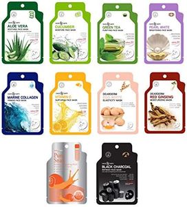 Face Masks Skincare Sheet, Facial Sheet Masks Korean - Soothing, Firming, Purifying, Moisturizing, Nurturing, Brightening, Elasticity, Calming, Skin Vitality, Pore Tightening - Best of The Best Collections (10 Best Assorted)
