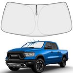 Proadsy Front Windshield Sun Shade Foldable Sunshade Protector Custom Fit 2019 2020 2021 2022 2023 2024 Dodge RAM 1500 2Dr RegularCab 4Dr QuadCab CrewCab MegaCab Pickup Accessories 2024 Upgrade