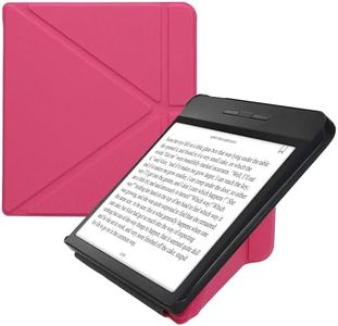 kwmobile Origami Case Compatible with Kobo Libra H2O Case - Slim PU Leather Cover with Stand - Neon Pink
