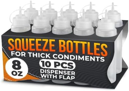 10-Pack Plastic Condiment Squeeze Bottles 8 oz – Refillable Leak-Resistant Squirt Bottles with Narrow Tip | Great for Oil, Sauces, Ketchup, Mayonnaise, Syrup, Dressing, BBQ, & Pantry Organization