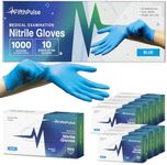 Medical Exam Blue Nitrile Gloves Large 1000 Count - 3 Mil Powder and Latex Free Disposable Gloves - Case of 10 Boxes of 100