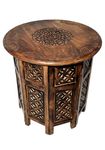 Artesia Wooden Handcrafted Folding Round Coffee Table for Livingroom and Bedroom End Table Solid Wood Outdoor Center Table for Garden (Brown)