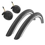 2x Schwalbe Lugano 700c x 28 Road Racing Bike Tyres & Presta Tubes - Black