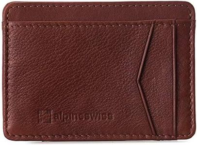 Alpine Swiss RFID Minimalist Oliver Front Pocket Wallet For Men Leather York Collection Tan