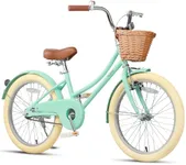 Glerc 20 Inch Kids Girls Bike for 6 7 8 9 10 Years Old Little Girls Retro Vintage Style Bicycles with Basket, Kickstand, Fenders and Bell, Mint Green