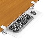 ERGOMAKER Keyboard Tray Under Desk, Pull Out Keyboard Tray with Extra Sturdy Clamp Mount System, 65x30cm (25.6"x11.8") Computer Drawer for Typing, Perfect for Home or Office, White.