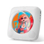 Gueray CD Player Portable: Bluetooth CD Players for Home with Speakers 1800mAh Rechargeable battery Remote Control Removable Dust Cover Wall Mounted CD-Player Supports FM Radio USB AUX Function White