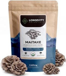 Longevity Botanicals Organic Maitake Mushroom Powder Supplement Extract 100g | Grifola Frondosa Fruiting Body | ≥30% Beta-D-Glucans | 60 Servings of 1,660mg | Supports Daily Wellness