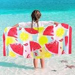 Kids Beach Towel - Watermelon Beach Towel 76 x 150cm Absorbent Bath Towel Polyester Quick Dry Bath Towel Oversized Sand Free Beach Blanket Swim Pool Gym Lightweight Bath Towel for Girls Adults