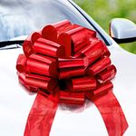 Zoe Deco Big Car Bow (Red, 18 Inch / 46 cm), Gift Bow, Giant Bow for Car, Birthday Bow, Huge Car Bow, Car Bows, Big Red Bow, Bow for Gifts, Christmas Bow for Cars, Gift Wrapping, Big Gift Bow