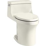 KOHLER K-5172-96 San Souci Comfort Height Compact Elongated 1.28 GPF Toilet with AquaPiston Flushing Technology and Left-Hand Trip Lever, Biscuit, 1-Piece