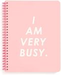 ban.do Rough Draft Mini Spiral Notebook, 9" x 7" with Pockets and 160 Lined Pages, I Am Very Busy