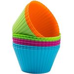 Webake Silicone Cupcake Liner Muffin Baking Cups 9 cm Reusable Jumbo Muffin Pan Cupcake Baking Mold Auto Cup Holder Pack of 12