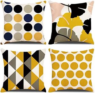 ZHAOMIMI 4 Pack Cuscini Divano 45x45 giallo geometria Moderni Cotone Biancheria Decorativo Copricuscini Divano