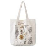 BROADREAM Canvas Tote Bag Aesthetic - Zippered Book Tote Bag with Interior Pocket by Cute Shoulder Tote Bags for Women Shopping & Travel - Best Gift for Teacher Mom Friendship Wife Classmate Birthday