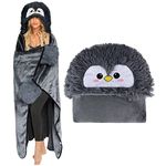 Moyel Penguin Gifts Wearable Blanket Hoodie for Women Fluffy Fuzzy Soft Penguin Blanket Christmas Mothers Day Birthday Gifts for Mom Daughter Wife Girlfriend, 59”x51”