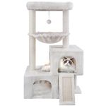 TWDEPART Cat Tree Tower for Indoor Cats, Activity Centre Cat Tower with Two Cat Condos Hammock and Scratching Posts, Beige…