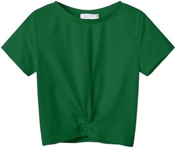 Arshiner Girls Casual Tie Dye Short-Sleeve T-Shirt Cute Print Summer Blouse for Girls Twist Front Tunic Tee Tops Forest Green