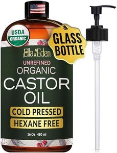 Ella & Eden Organic Castor Oil for Hair Growth Eyelashes Eyebrows | 16 Fl Oz Glass Bottle | 100% Pure Cold-Pressed USDA Organic Hexane-Free | Skin Moisturizer
