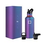 Hydration Camping & Hiking Flask - 950ml 3 Lids (Narrow Straw/Spout Lid) - Stainless Steel Water Bottle with Straw Lid - Metal Double-Walled Insulated Leakproof - Sports Gym School Kids