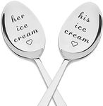 His and Hers Ice Cream Spoons Set of 2 Boyfriend Girlfriend Birthday Valentines Gifts for Husband Wife Engraved Spoon for Couples Anniversary Christmas Presents for Him Her