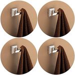 Plantex 304 Grade Stainless Steel Robe Hook/Robe Hooks for Bathroom/Hooks for Wall/Bathroom Accessories - Pack of 4, Chrome (Squaro)