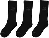 New Balance Unisex 3 Pack Crew Socks, Black, L UK