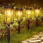 KOOPER Solar Lights Outdoor Garden, 4 Pack Upgraded Garden Lights Solar Powered Waterproof, Auto On/Off Solar Lights Garden Ornaments Outdoor for Yard Pathway Patio Decorative Lawn