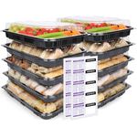 Food Sandwich Platter Trays with Lids - Multi Pack Takeaway Plastic Catering Containers Serving for Party Buffet - Perfect for Sushi, Cake, Sweets, cheese, pizza, Movie Meal Prep 33.5 x 24 x 7cm (10)