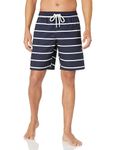 Amazon Essentials Men's 9" Quick-Dry Swimming Trunks, Navy Stripes, M