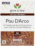 NOW Foods, Pau D'Arco Tea, A Traditional Herbal Experience, Overall Wellness, Premium Unbleached Tea Bags with No-Staples Design, 24-Count