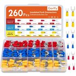 Gorffy Fork Crimp Connectors, 260 PCS Crimp Terminals, 0,5-6,0 mm² Insulated Fork Crimp Connectors, Electrical Crimp Connectors for Wiring