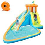 DORTALA Inflatable Water Slide for Kids, Giant Blow up Waterslide Jumping Castle w/Climbing Wall, Splashing Pool, Long Slide, Backyard Water Park for Kids & Adults Party Gifts (with 735w Blower)