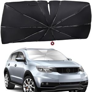 Car Shade Front Windshield Umbrella, Updated 6 Layers Protection Pull-tab Car Sunshade Umbrella, UV Block & Interior Protection, Car Umbrella Sun Shade for Sedan SUV Pickup (55.1″ x 29″)