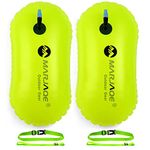 Swim Buoy Float - 2 Packs Swimming Bubble Safety Float with Adjustable Waist Belt for Open Water Swimmers,Triathletes,Snorkelers,Safe Swim Trainers,Kayakers (2PCS-Neon Yellow)